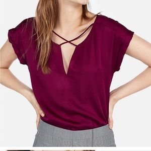Express Croats Front Satin top in *mauve*